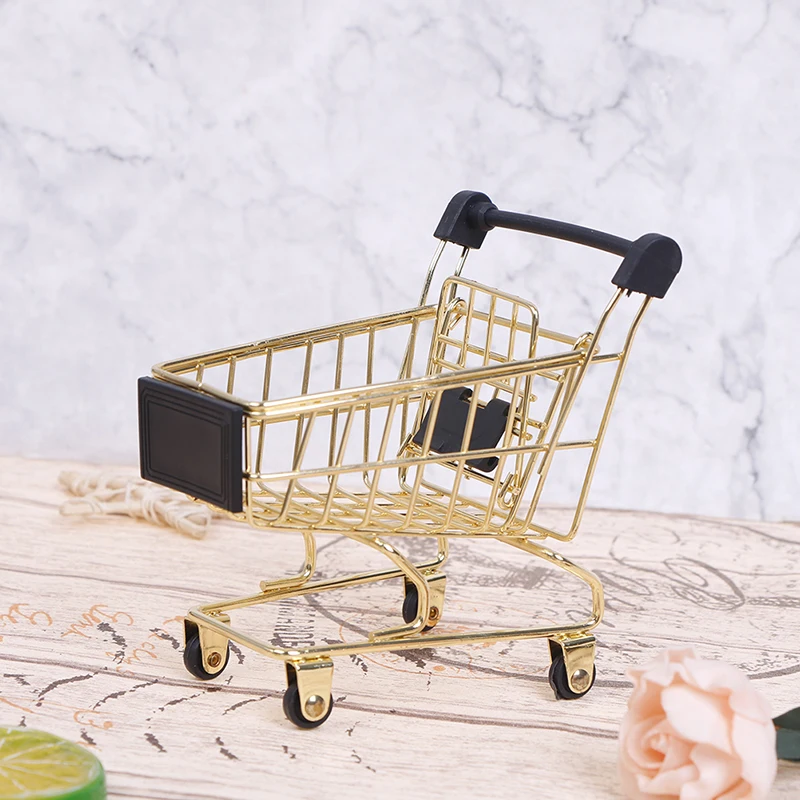 1Pcs Cute Mini 1/12 Miniature Dollhouse Supermarket Shopping Cart Trolley Play Doll Food Drink Accessories Toy