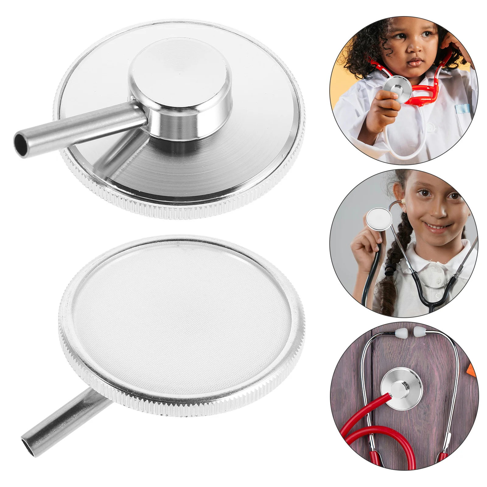 

4pcs Fake Stethoscope Parts Stethoscope Chestpiece For Plaything Replacement Pretend Play