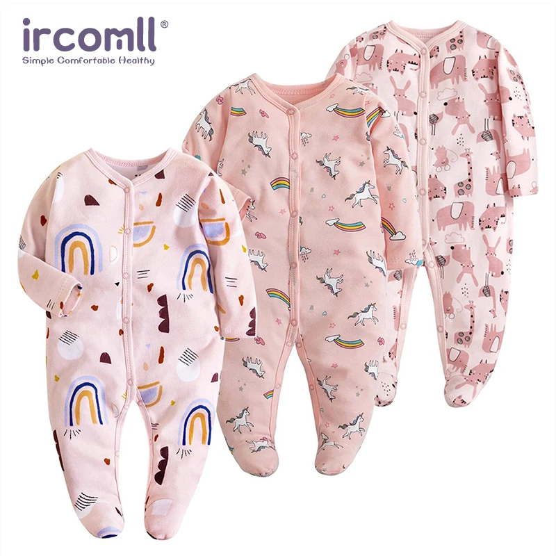 Ircomll Spring Summer 0-12M Newborn Baby Jumpsuits Cartoon Toddler Boy Clothes Bodysuits & One-Pieces For Girls Baby Pajama
