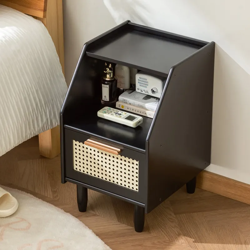 Super narrow bedside table simple modern bedroom crevice bamboo narrow cabinet mini small bedside shelf cabinet