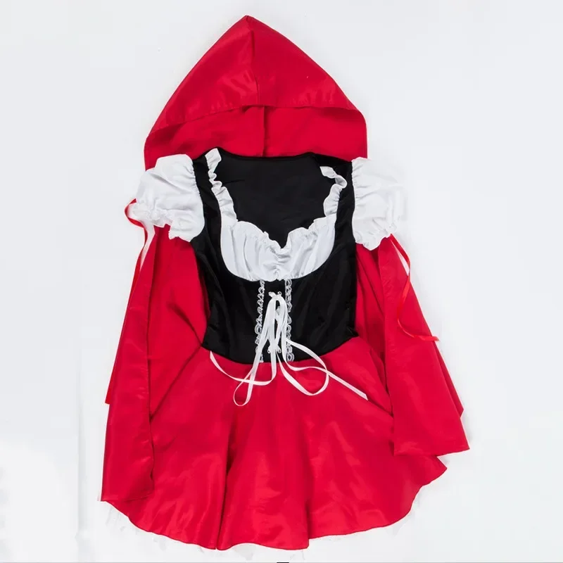 S-6XL Fairy Tale Little Red Riding Hood Costume for Women Adult Halloween Carnival Cosplay Fancy Dress Cloak