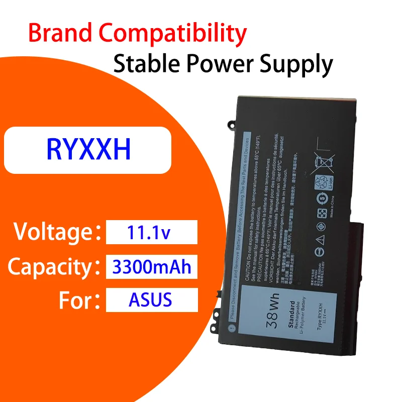 

New Replacement Battery For Dell Latitude E5250 E5450 E5550 RYXXH 11.1V 3300mAh High Capacity Li ion Notebook Battery