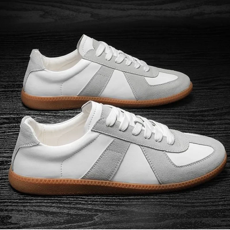 Patchwork Vintage Casual Sports Shoes for Men Leather Hiking Sneakers Women Platform Walking Athletic Shoe Unisex White Loafers