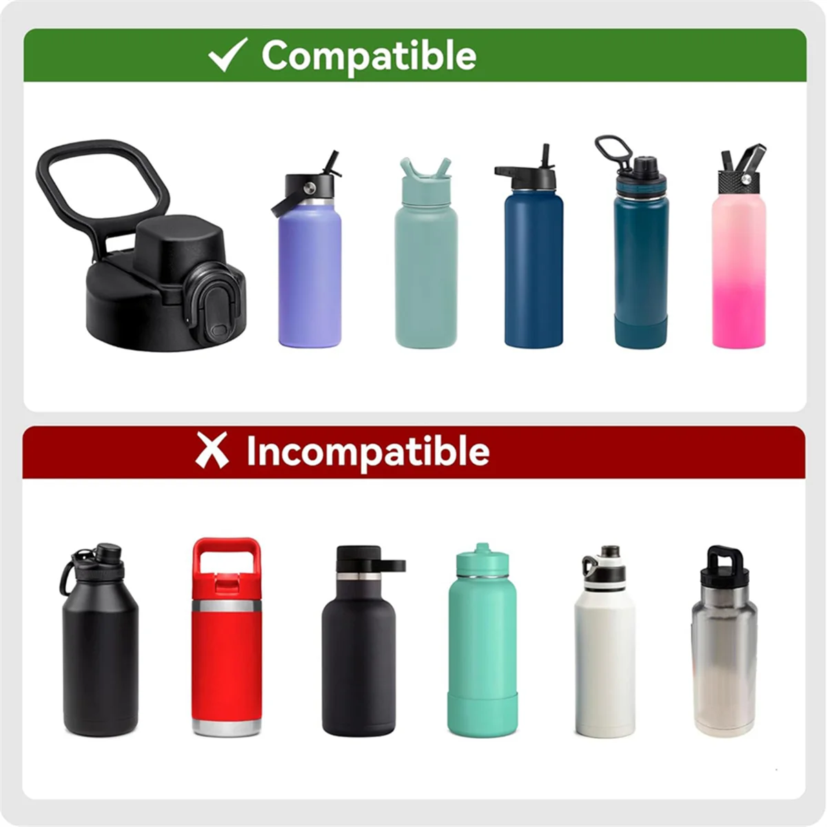 Bec de rechange pour hydroflask, couvercle rabattable automatique, bouche large, sport, eau, HI, salle de bain, T, 12 oz, 16 oz, 18 oz, 20 oz, 32 oz, 40/64 oz, 2 pièces