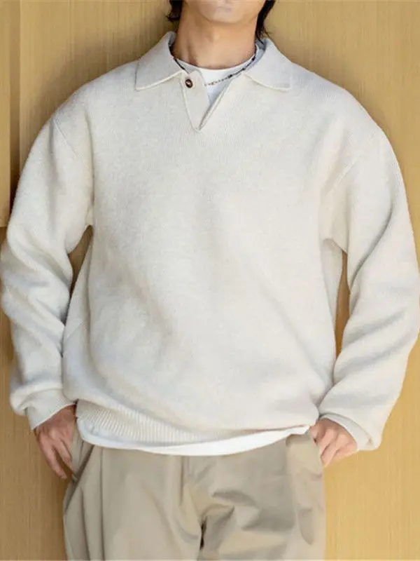 

Свободный длинный трикотаж в стиле ретро Pure Color для мужчин, повседневный удобный ленивый топ на осень и зиму Faion