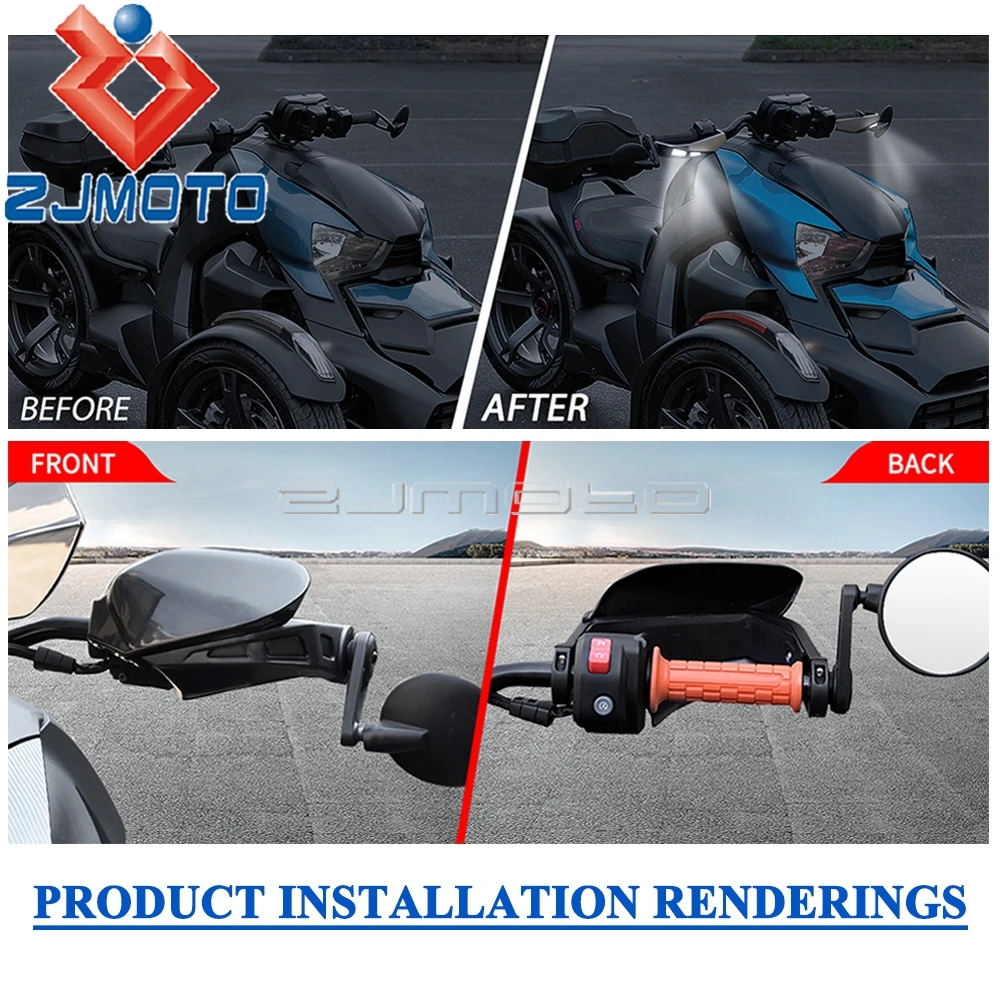 Hand Guard Handlebar Windscreen Protector Kits For Can-Am Ryker 600 900 Sport 2019-2023 Handguards LED Lighting Hand Protection