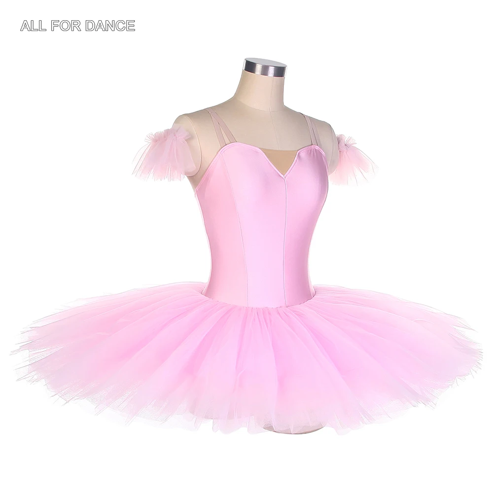 BLL441 성인 소녀 프리프로페셔널 발레 댄스 튜튜 핑크 스판덱스 보디스 누드 V넥 발레리나 드레스 공연복