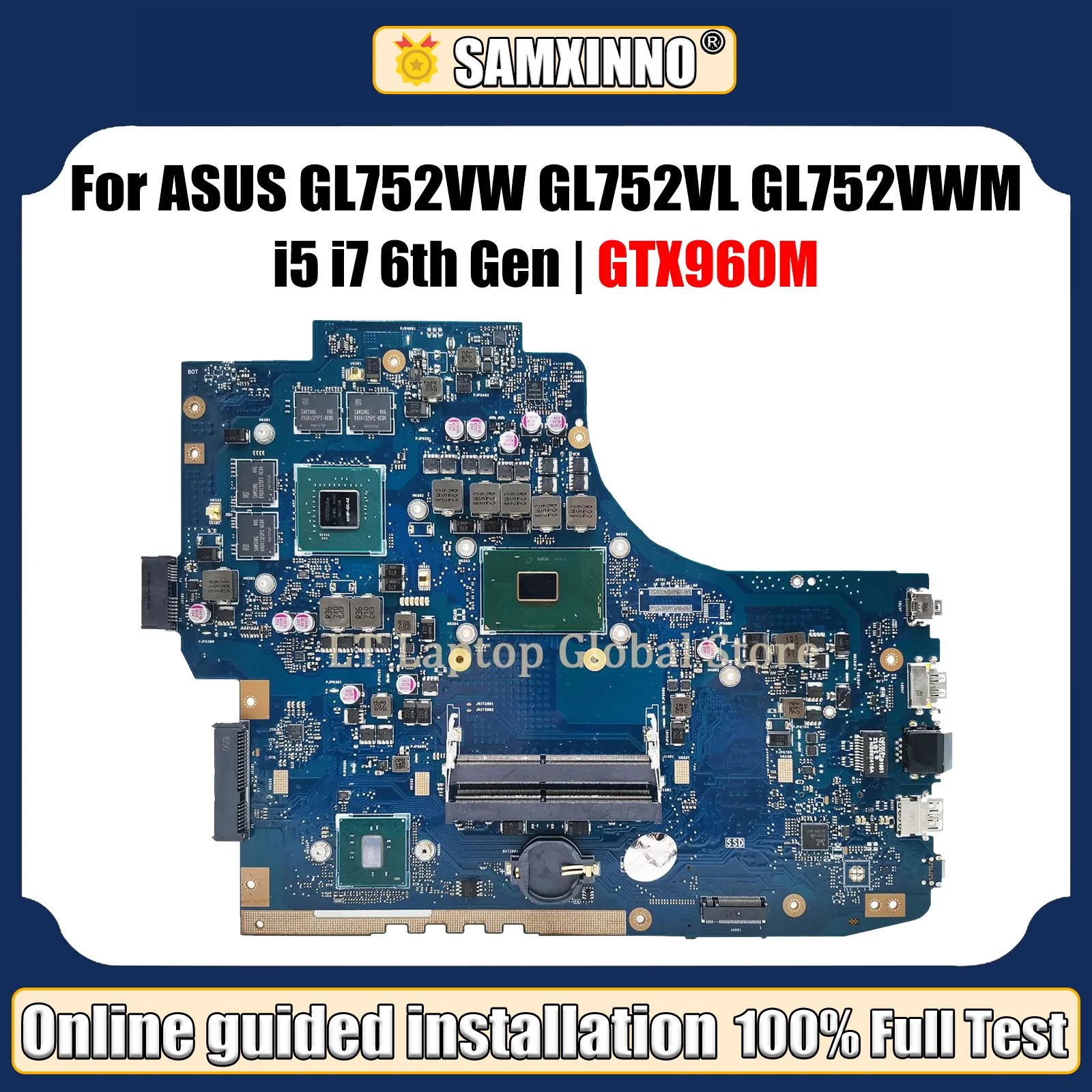 

LT Laptop GL752VW Mainboard For ASUS ROG GL752VL GL752VWM GL752VLM ZX70V FX71PRO Laptop motherboard I5 I7 6th Gen CPU GTX960M