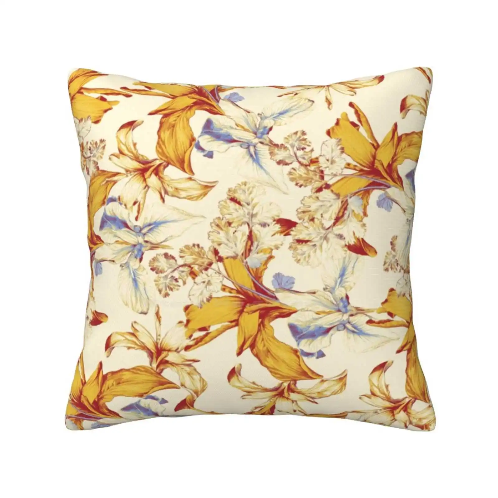 Irisses & Coriander Pattern Soft Comfortable Pillowcase Sunny Floral Flower Iris Coriander Herb Pattern Detail Elegant Yellow