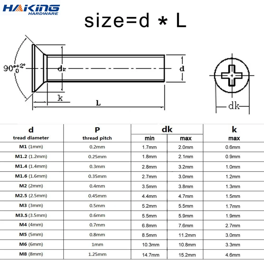 10PCS/lot Cross Phillips Flat Countersunk Head Screw Bolt M3 M3.5 M4 M5 M6 M8 M10 304 Stainless steel GB819 - Image 3