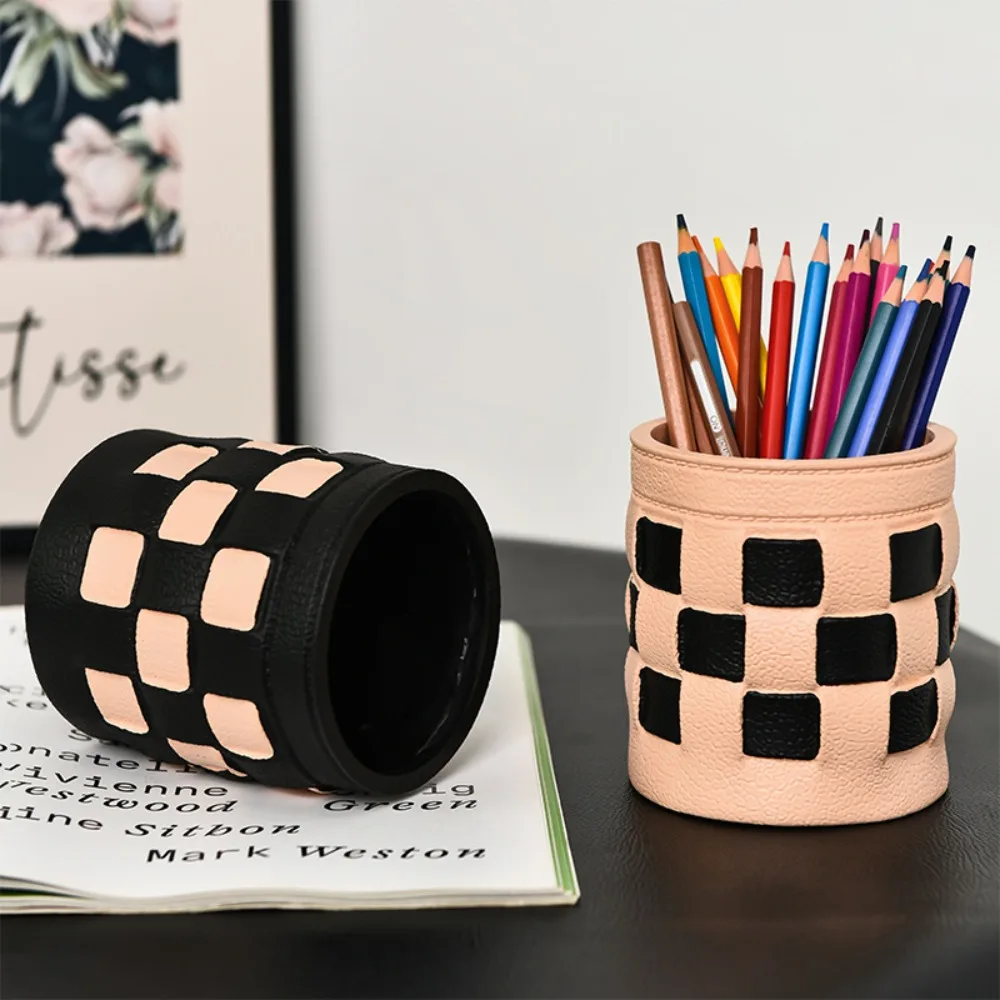 

Imitation Leather Chessboard Pen Holder Multifunctional Large Capacity Desktop Storage Box Simple Creative Stationery Storage