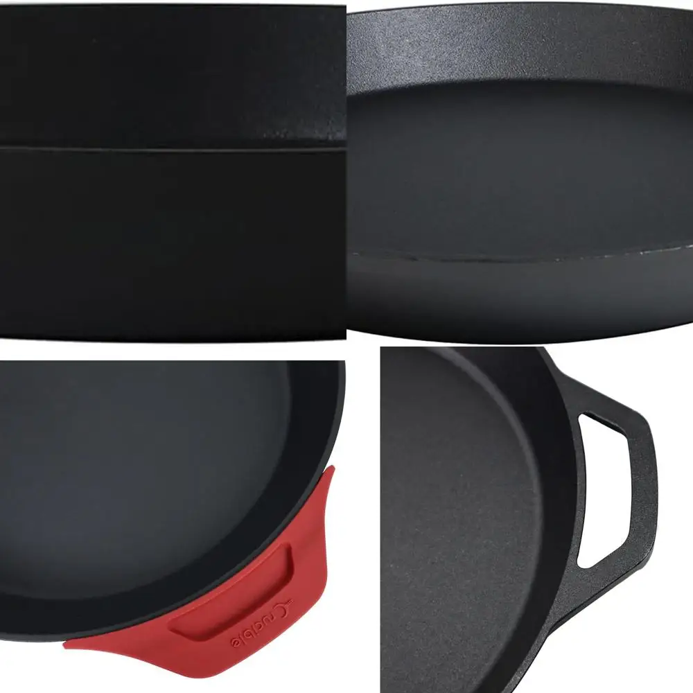 

15.75 Dual-Loop Handle Cast Iron Paella Pan with Silicone Cover, Oven-Safe, Suitable for All Stovetops