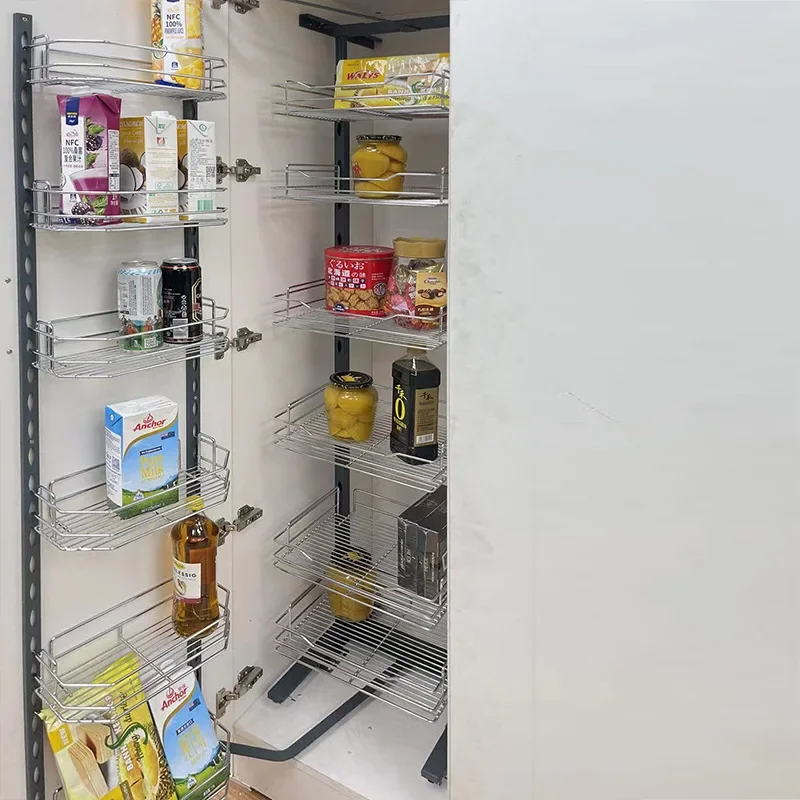 Kitchen High Cabinet Pull Basket Snack Cabinet Pull Basket Linkage Big Monster Pull Basket Snack Storage Cabinet Seasoning
