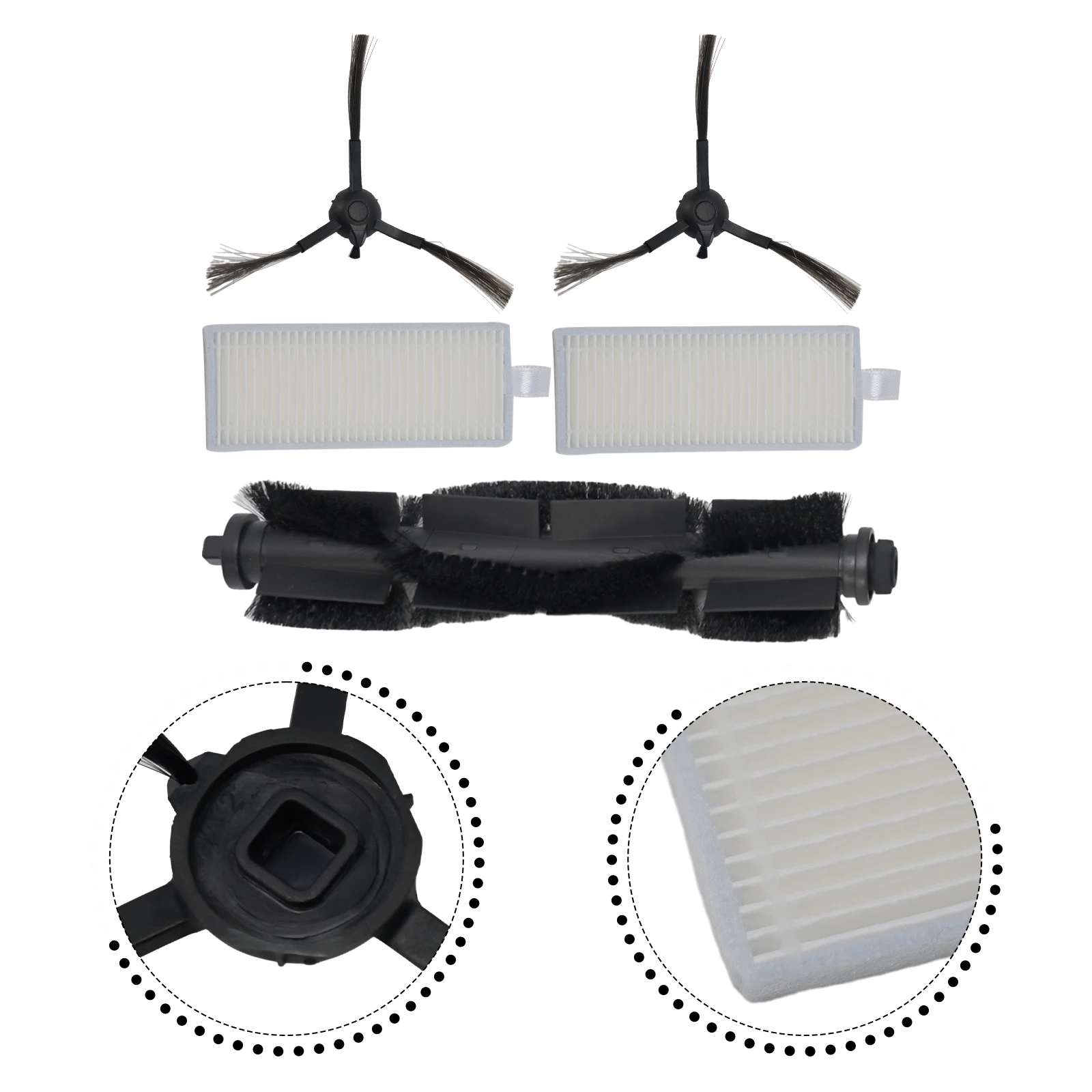 Boost Cleaning Efficiency with Brushes with Rubber Treads Replacement Parts for Tapo RV30 RV10 Robot Vacuum Cleaner