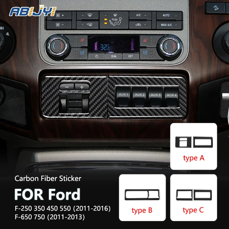 

For Ford F-250 350 450 550 2011-2016 F-650 750 2011-2013 Carbon Fiber Interior Center Dash Console Decoration Sticker Decal