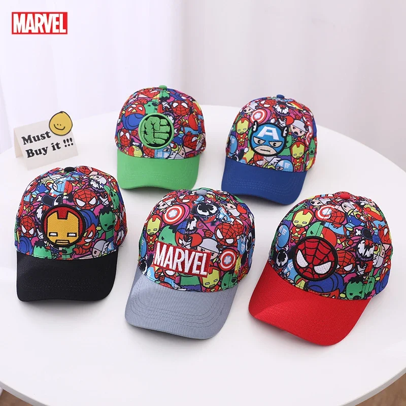 Marvel Anime Movies Avengers Baseball Cap Spiderman Hulk Iron Man Captain America Kids Hip Hop Hats Children Birthday Gifts