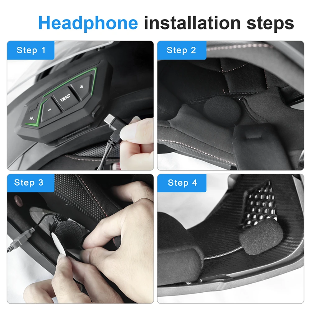 EJEAS MS8-SE Motorcycle Helmet Auto Music FM Communication System for 6 Riders 1000 Meters Bluetooth Full Duplex Intercom