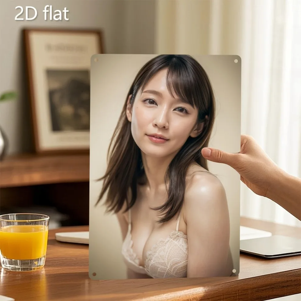 Elegant Asian Young Lady Portrait High Definition Tin Sign Exquisite Aesthetic Bedroom Wall Art Decor