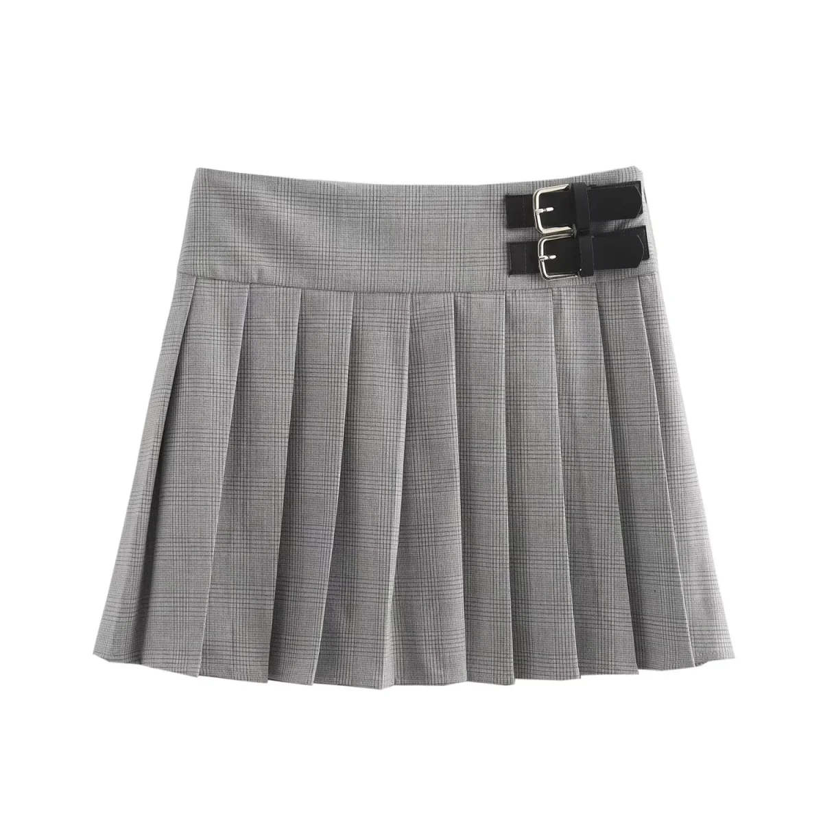 

HH TRAF Female Autumn Folds Skirts Vintage Street High Waist Belt Decoration Skirt Woman Casual Fashion Loose Mini Skirts Mujer