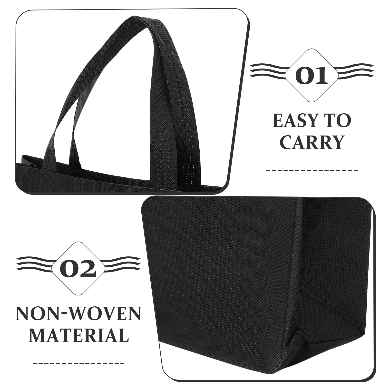

30pcs Non Woven Tote Bags Foldable Shopping Jute Reusable White 25x30x10cm Lightweight Compact Household Practical Handle