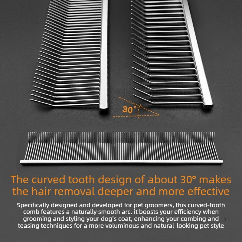 

Pet Detangling Comb Grooming Curved-Tip Comb Deep Detangling & Volumizing Professional Grade Dog Supplies