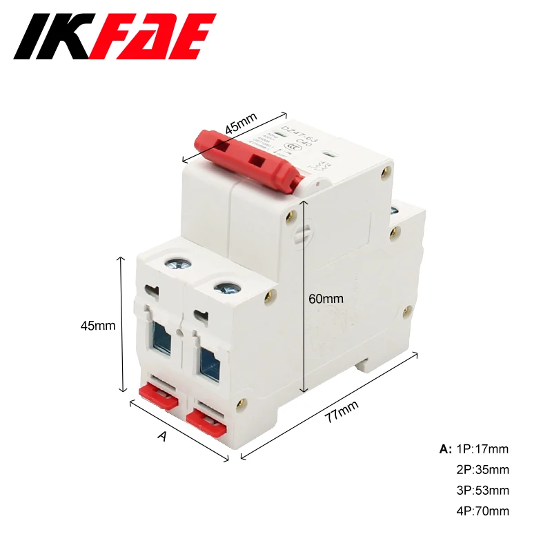 Din Rail Mini Circuit Breaker 1P 2P 3P 4P AC 400V MCB 6A 10A 16A 20A 25A 32A 40A 50A 63A   Household Circuit Air Switch DZ47-63