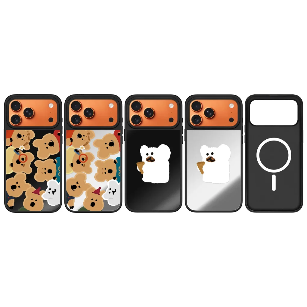 

Cartoon Bear Ice Cream Mirror Surface Magnetic Phone Case Cover for IPhone 12 13 14 15 16 17 Pro Max Case for IPhone 17 Air