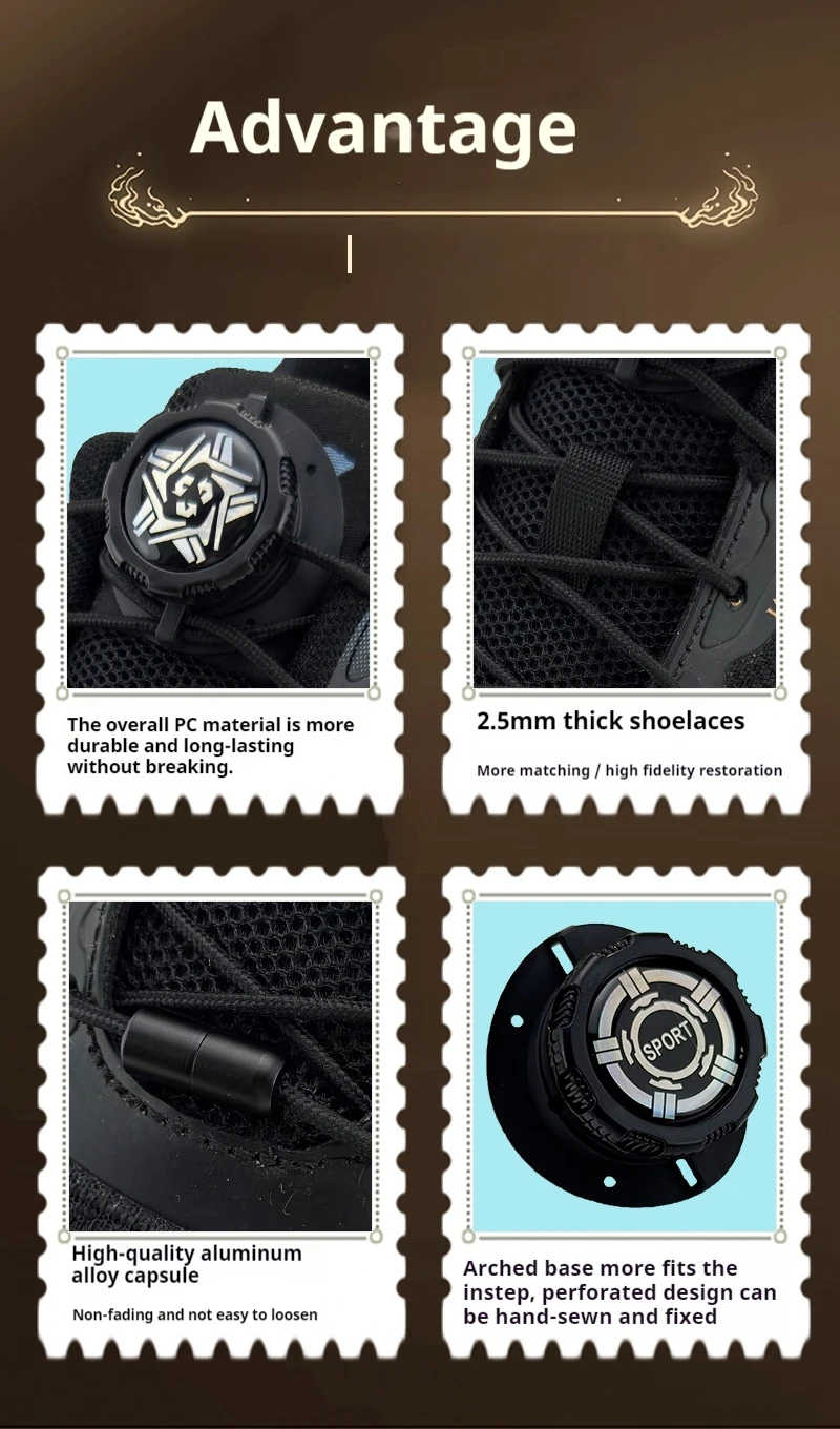Automatische Schnürsenkel ohne Binden, einfache Installation, Schnürsenkel mit drehbarer Schnalle, dickes Seil, Tennis-Sneaker-Schnürsenkel, Schuhzubehör – Detail 6