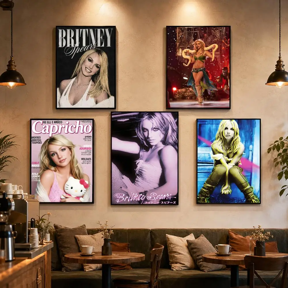 B-Britney Spears Singer Poster Self-adhesive Art Waterproof Paper Sticker Coffee House Bar Dorm Room Wall Decor