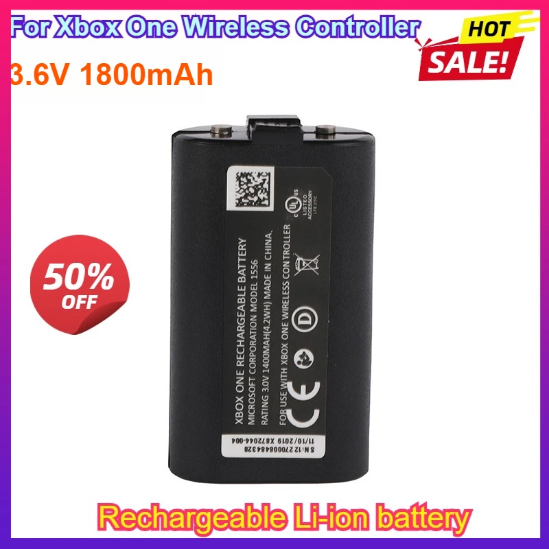 

1800mAh Battery for Xbox One/S/X/Elite Controller – Built-in Rechargeable Gamepad Battery Pack for Wireless Console Gaming Use