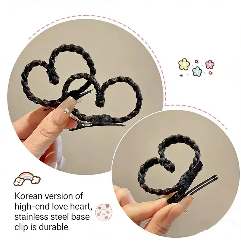 Cute Heart-Shaped Wig Clip Valentine's Day Party Decoration Hair Accessory Synthetic Wig Hair Clip