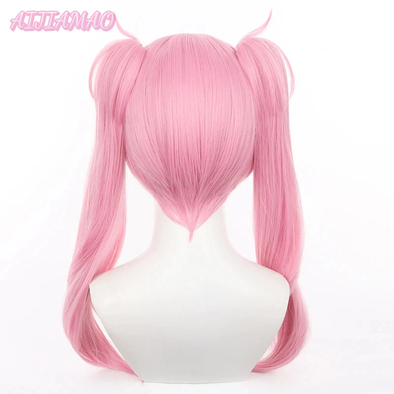 Link Click LI TIANXI Peluca de Cosplay, 55cm de largo, doble cola de caballo, peluca rosa, pelucas de Cosplay de Anime, pelucas sintéticas resistentes al calor