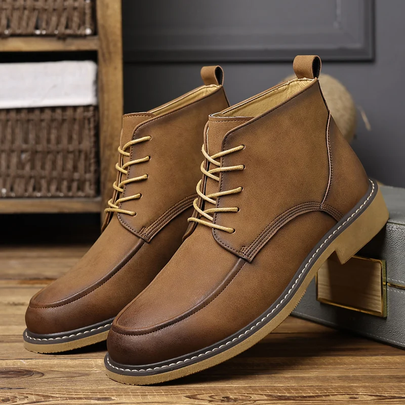 European  American Style Autumn  Winter Fashionable High Top Boots Non Slip Wear-resistant Simple Generous Exquisite Short Boots