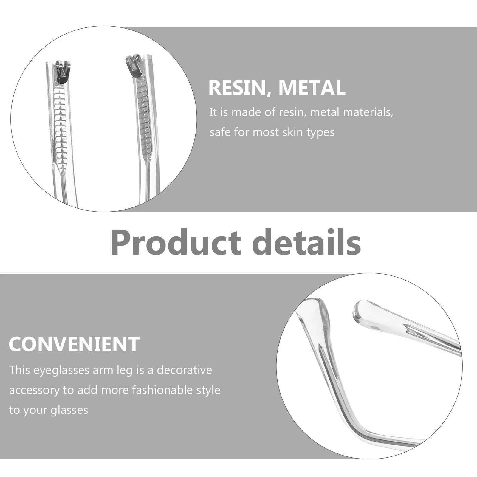 

1Pair Eyeglasses Leg Replacement Durable Resin Metal Arms Universal Glasses Repair Parts Accessories Eyeglasses Arm