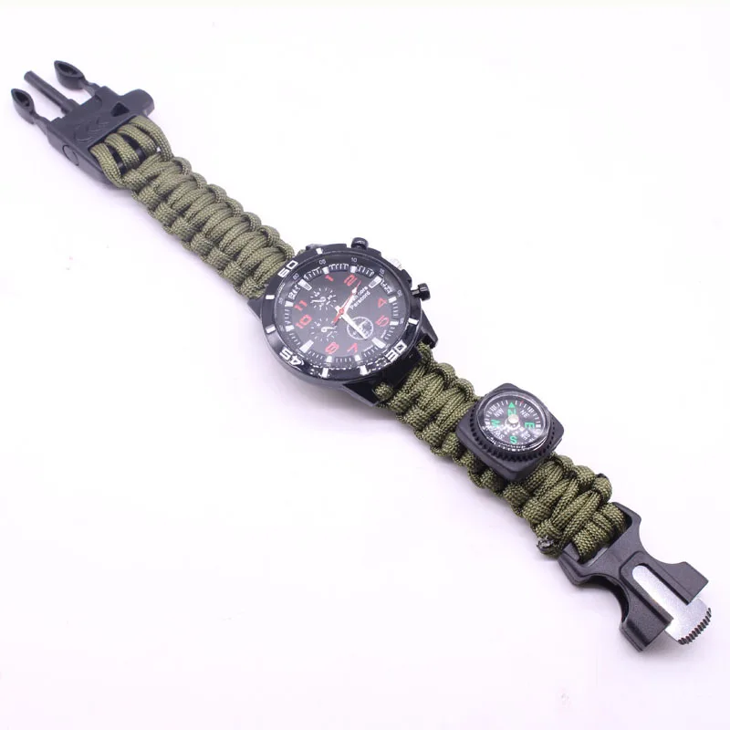 Survival Firestone Compass Watch Outdoor Multi functional Seven Core Umbrella Rope Weaving Bracelet Watch