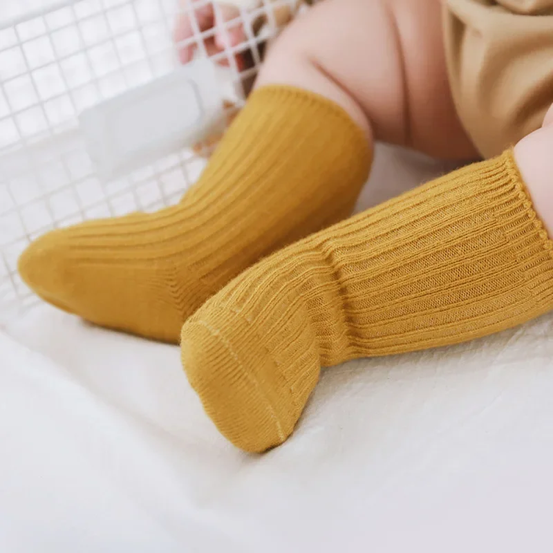 

1 Pair Baby Girl Socks Toddler Boy Girl Spring Autumn Cotton Sock for Kids Breathable Loose South Korea Style Solid Socks