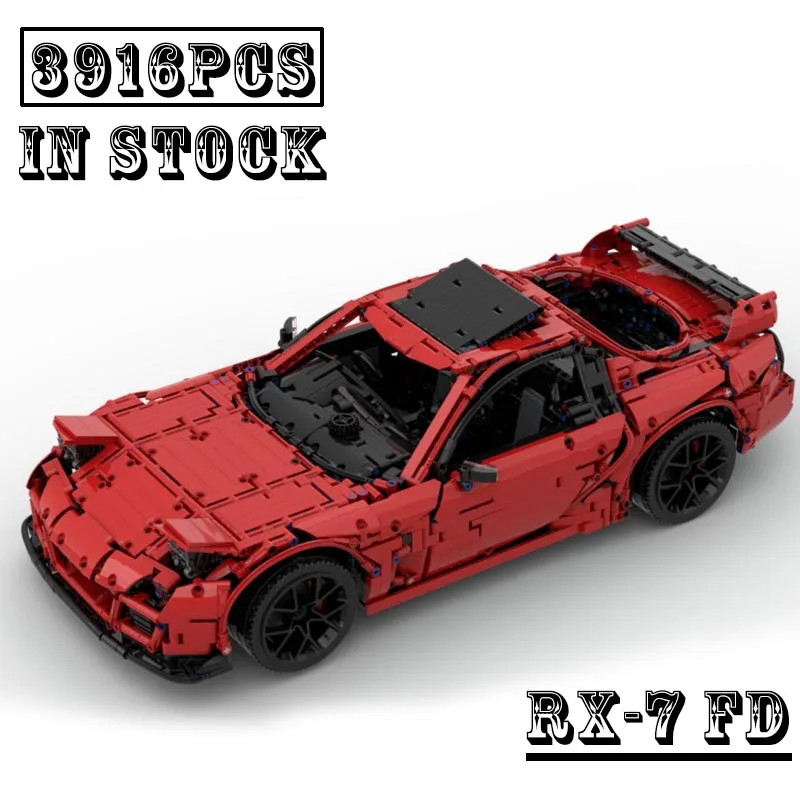 New MOC-132451 1:8 scale super sports car Model RX-7 FD spirit R Buiding Kit Creators Block Bricks Boys Toys Kids Birthday Gifts