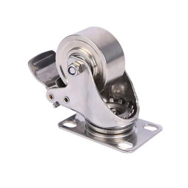 Furniture Caster Wheels 1 to 4 Inch Swivel Plate Casters with Brake and Fixed Options, Stainless Steel Nylon Replacement Wheels