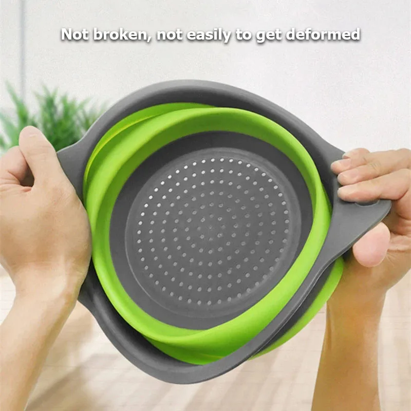 Silicone Folding Drain Basket Fruit Vegetable Washing Basket Kitchen Storage Tool Foldable Strainer Colander Collapsible Drainer