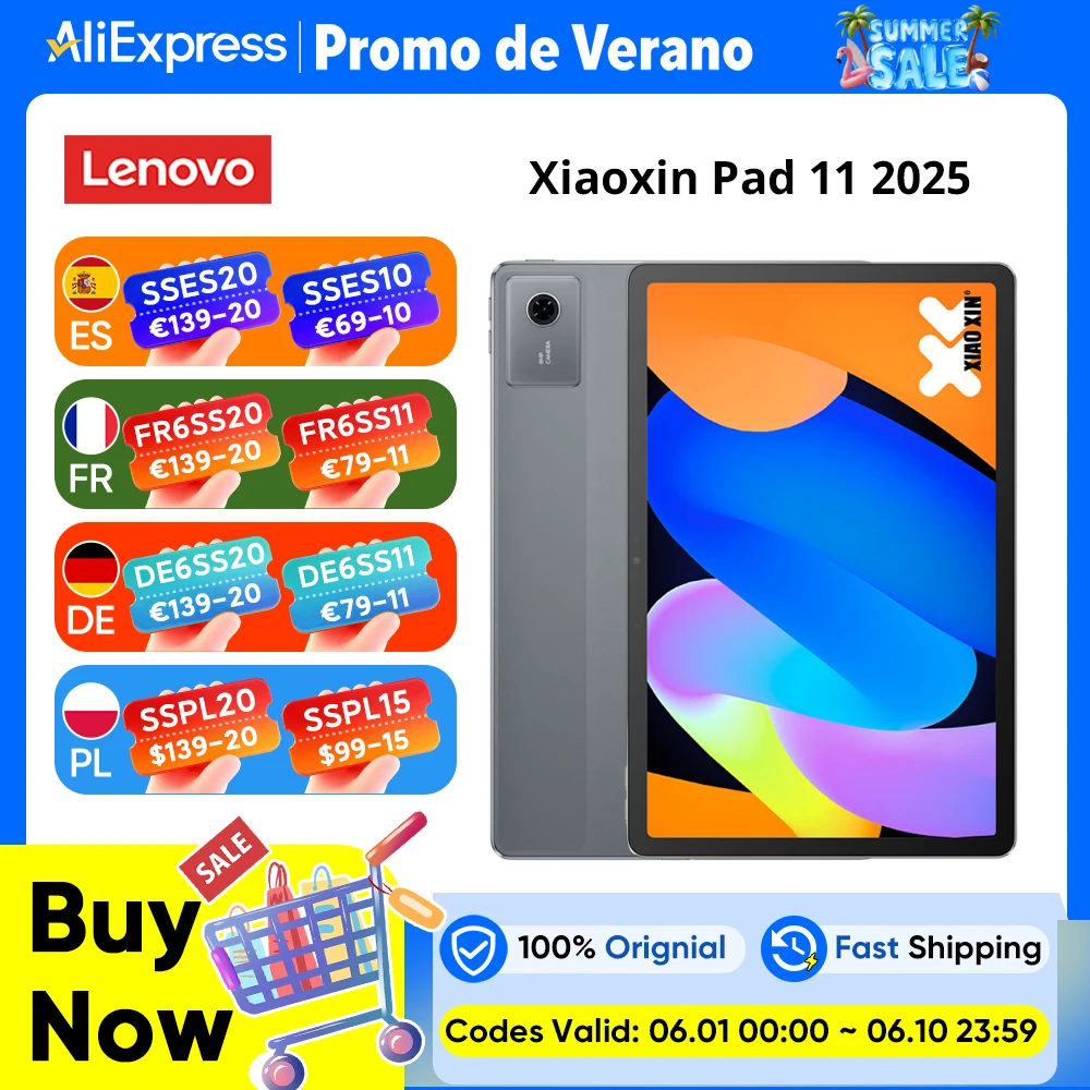 ROM globale Lenovo Xiaoxin Pad 11 2025 - Tablette 11 pouces avec écran 2,5K à 90 Hz, batterie de 7 040 mAh, processeur Dimensity 6300 et appareil photo 8 Mpx