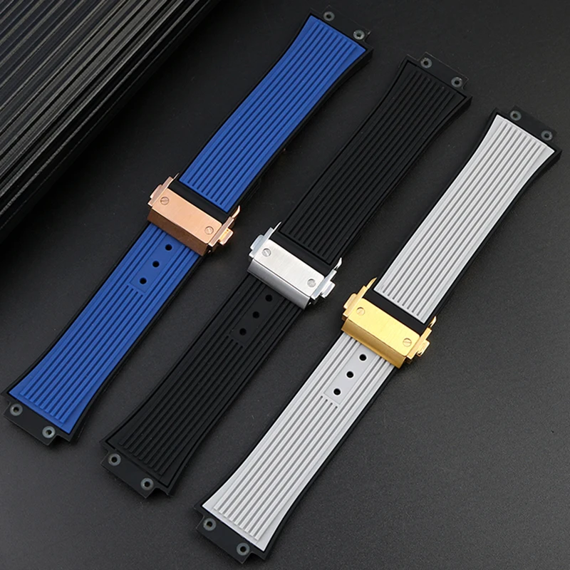 Rubber watch strap for HUBLOT BIG BANG 441 Classic Fusion Belt Men Watchband 27*17mm Convex mouth Watch Band For men Send tool