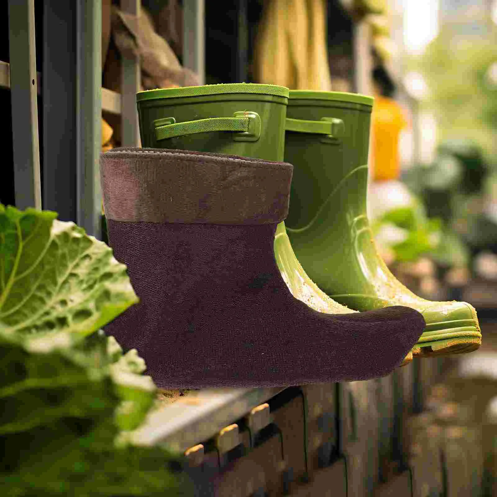 

Cold Protection Lined Fleece Rain Boots Man Water Shoes Plush Socks Liner for Men Work