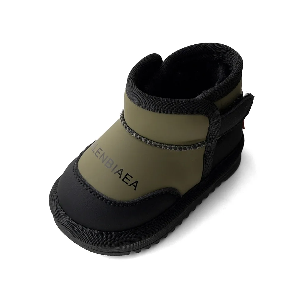 Children Snow Boots Baby Mid-top Warm Plush Snow Boots Girls Color block Soft Sole Non-slip Infant Shoes Size 18-30