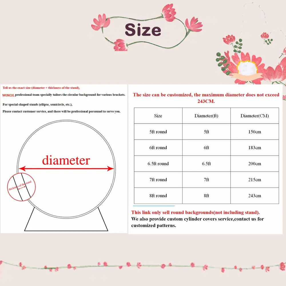 Niholia Customize Round Photography Backdrop Kids Birthday Party Background Cake Table Booth Prop Cylinder Cover