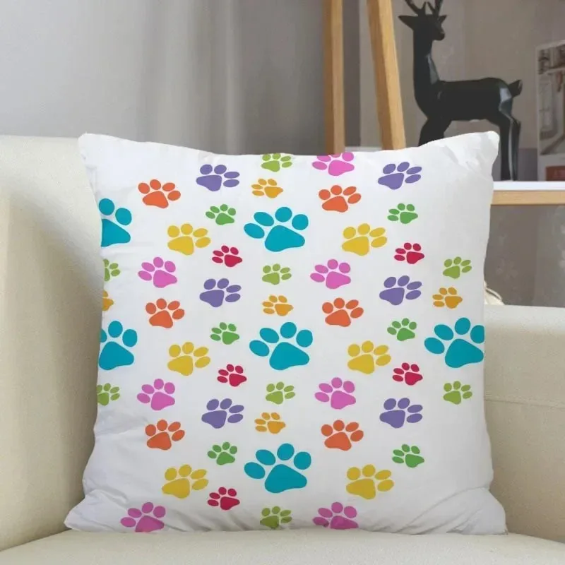 Cute Cat Paw Print Pattern Decorative Pillowcase Car Sofa Square Cushion Pillowcase