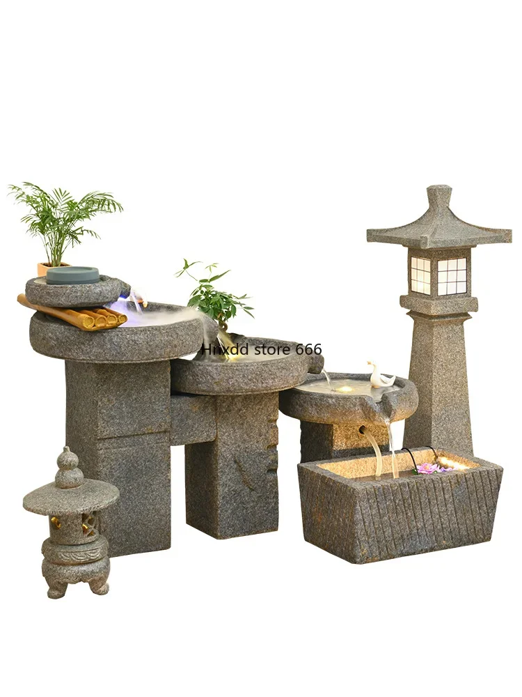 Large pastoral water stone mill ornament Chinese courtyard fish pond living room