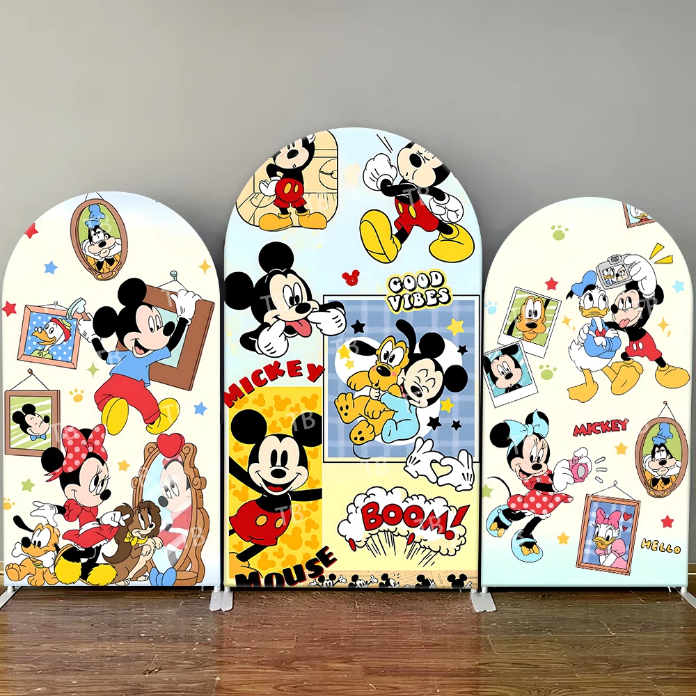 

Mickey Mouse Disney Arch Backdrop Cover Party Good Vibes Characters Cute Photo Booth Props for Events & Home Decoration