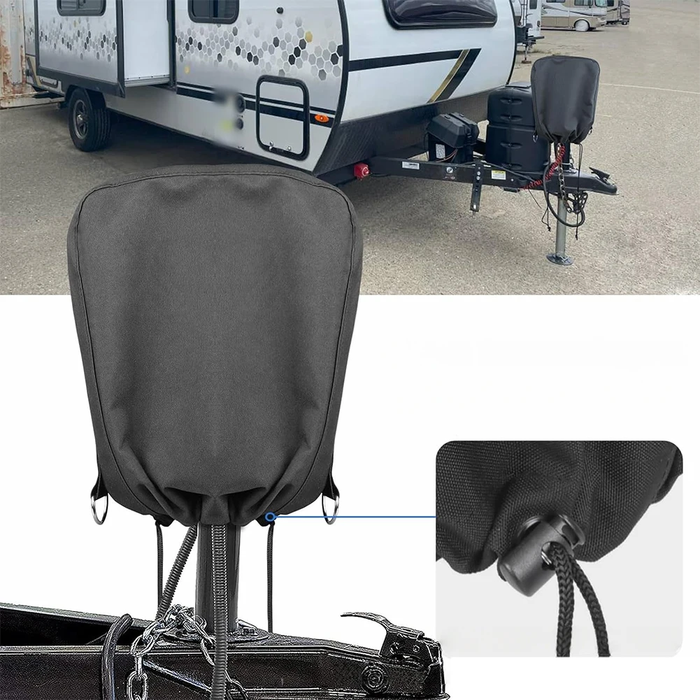 

600D Oxford RV Tongue Jack Пылезащитный чехол 14x5x10 дюймов Водонепроницаемый ветрозащитный снег УФ-защита Электрический чехол для домкрата с D-образным кольцом Новый