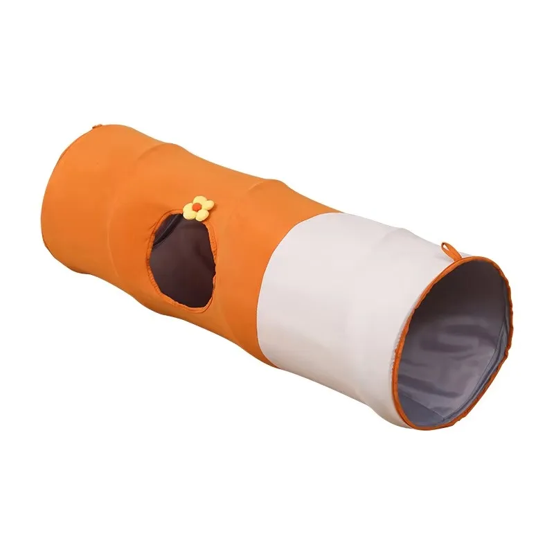 10pcs Foldable Cat Play Tunnel with Teaser Ball Expandable Suede Pet Play Tunnel Peek Holes Hideaway Interactive Cat Toy