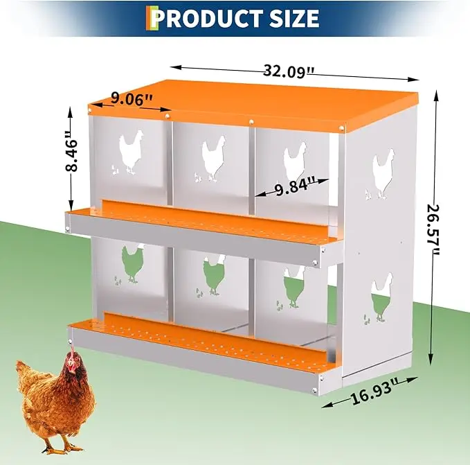 Chicken Nesting Box, Heavy Galvanized Steel Rolling Nesting Box , Easy Egg Collection Nest Boxes for Backyard Farms